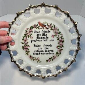 Decorative Porcelain Plate with Gold Trim